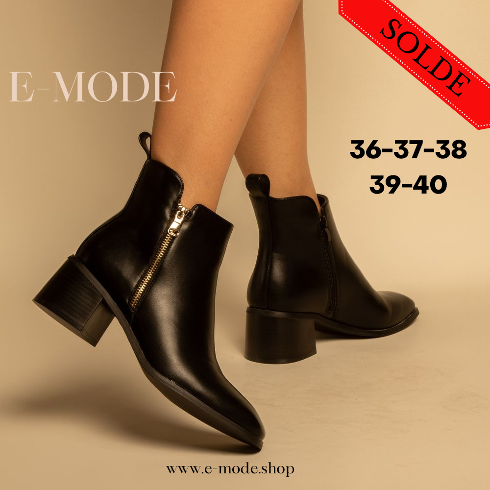 Bottines - Simili cuir - Noir- REF-0804