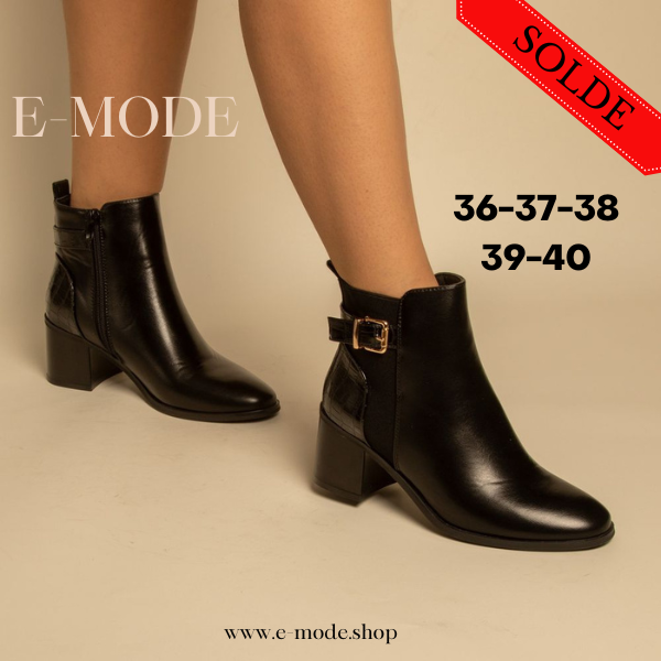 Bottines - Simili cuir - Noir- REF-0819