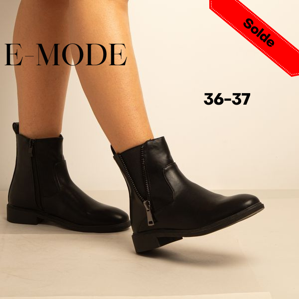 Bottine– Simili Cuir – Noir -REF-0679