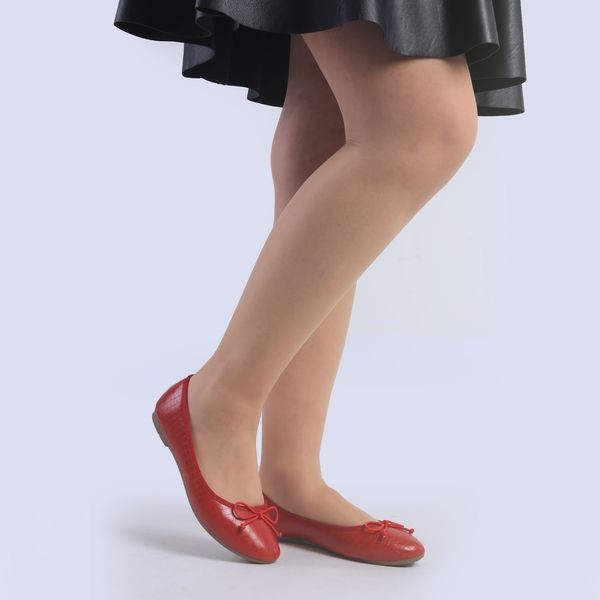 Ballerine – simili cuir – Rouge-REF0052