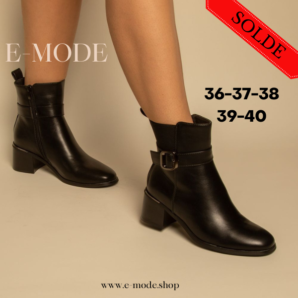 Bottines - Simili cuir - Noir- REF-0821