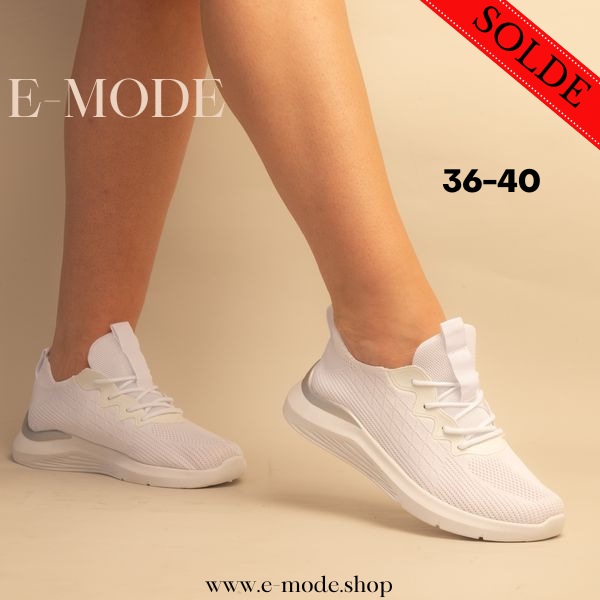 Basket -Simili Cuir-BLANC -REF-0548